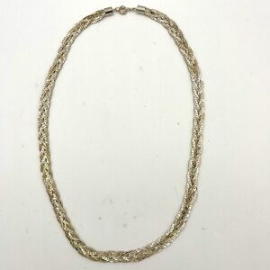 Thick silver tone braided chain, vintage 80s Korea stamped, 23"